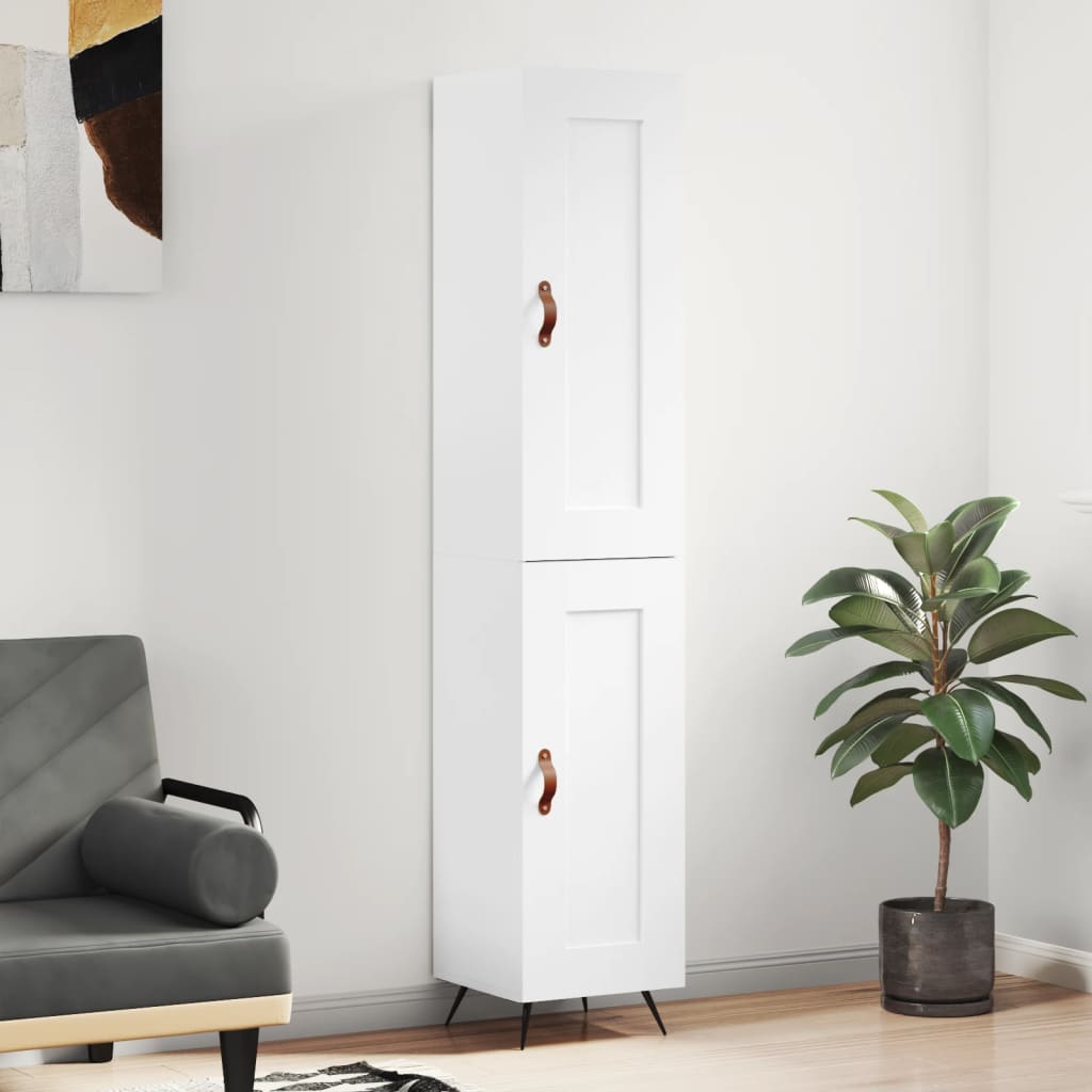 Kumode, balta, 34,5x34x180cm, apstrādāta koksne, glancēta