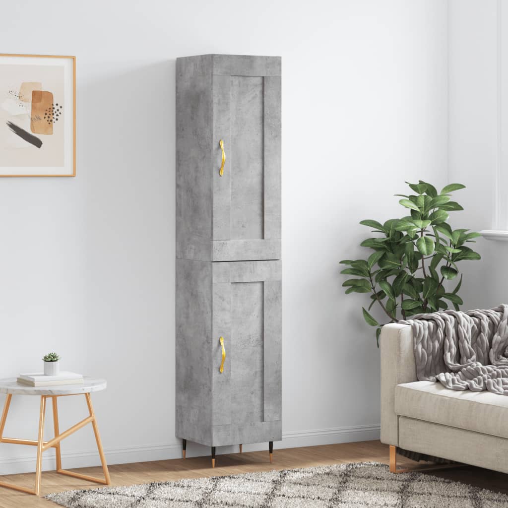 Chest of drawers, concrete grey, 34.5x34x180cm, engineered wood