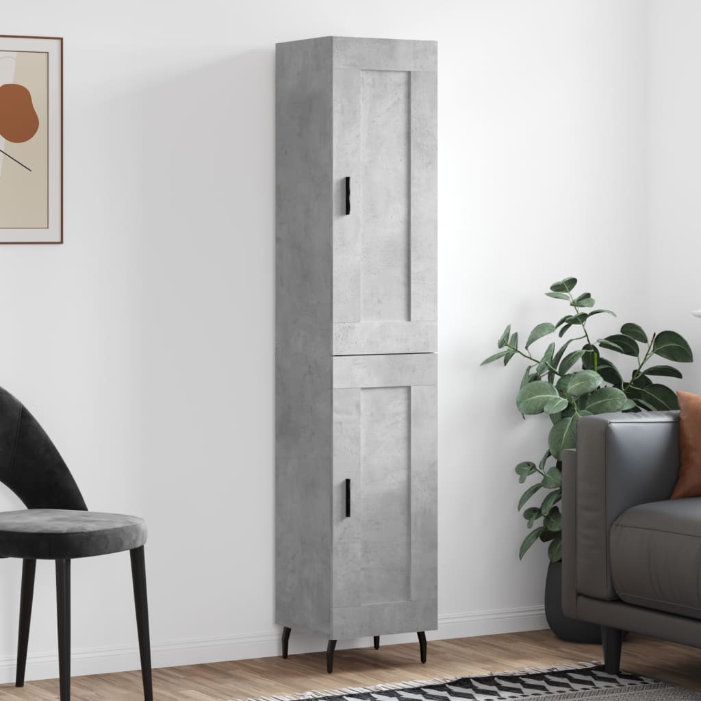 Chest of drawers, concrete grey, 34.5x34x180cm, engineered wood