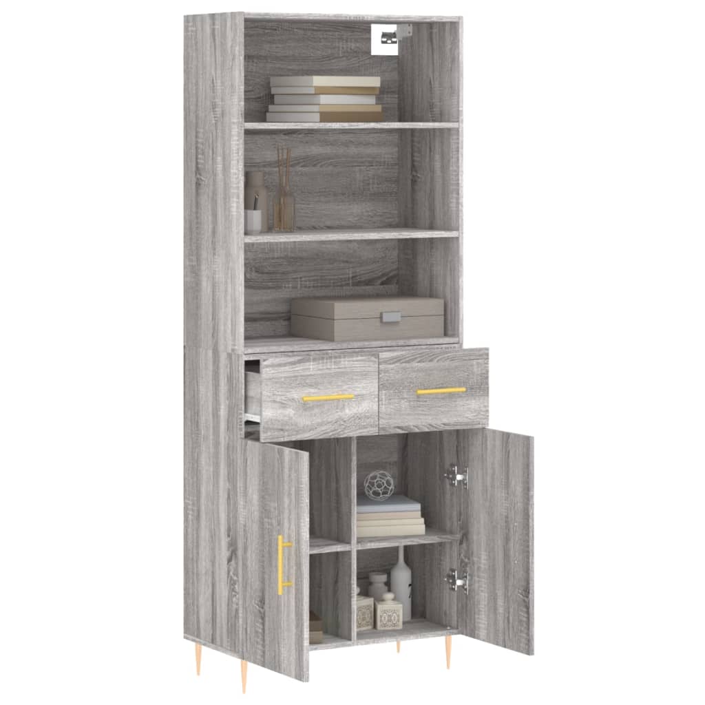 Chest of drawers, grey oak, 69.5x34x180cm, engineered wood