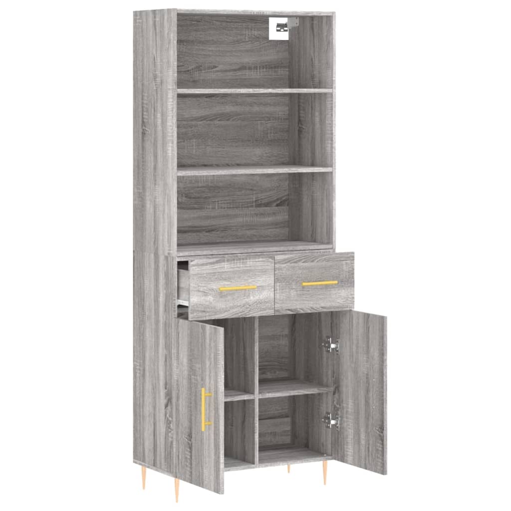 Chest of drawers, grey oak, 69.5x34x180cm, engineered wood