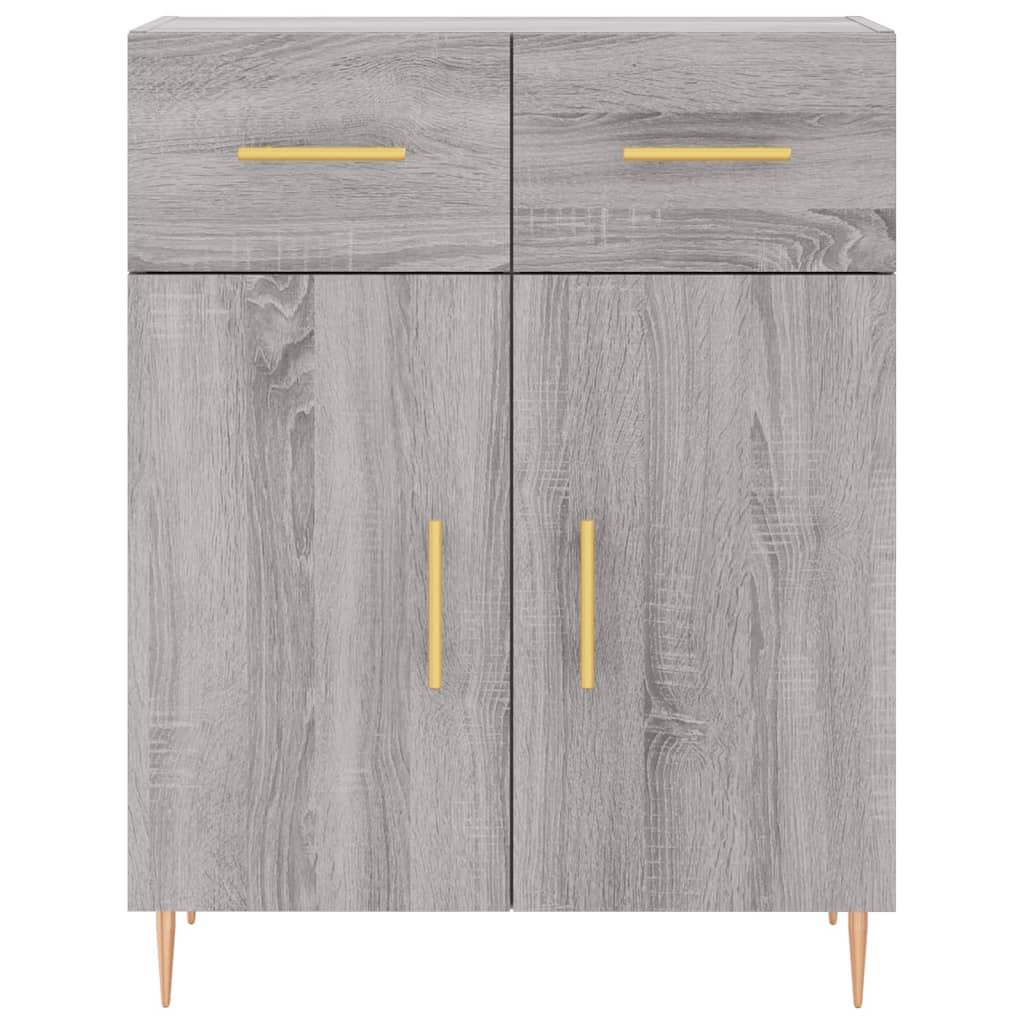 Chest of drawers, grey oak, 69.5x34x180cm, engineered wood