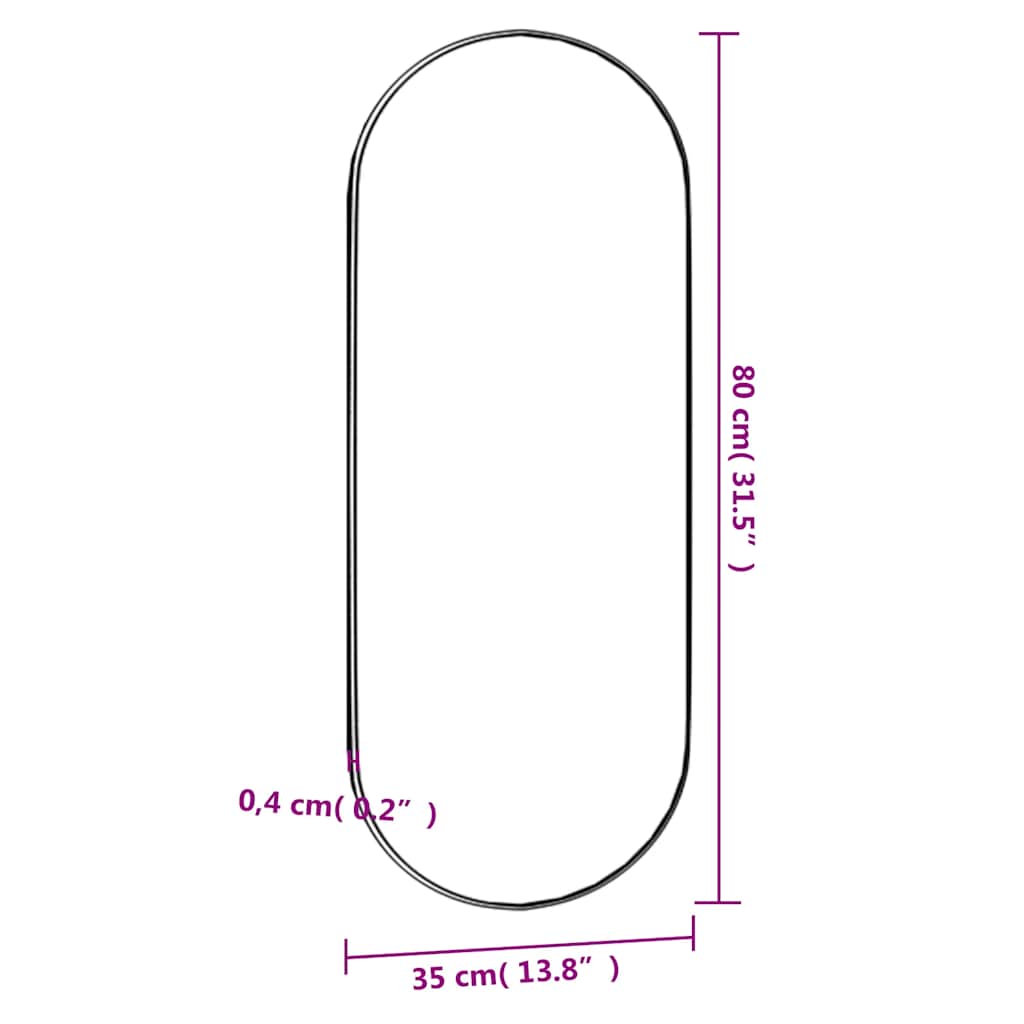 Wall mirror, 35x80cm, glass, oval