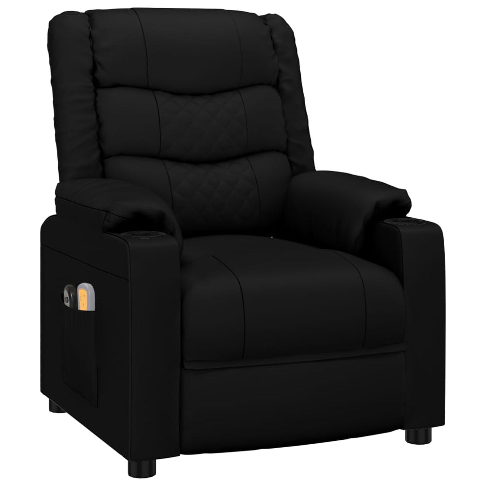 Electric massage chair, black, faux leather