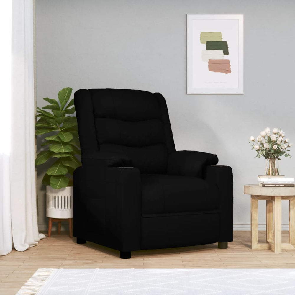 Electric massage chair, black, faux leather