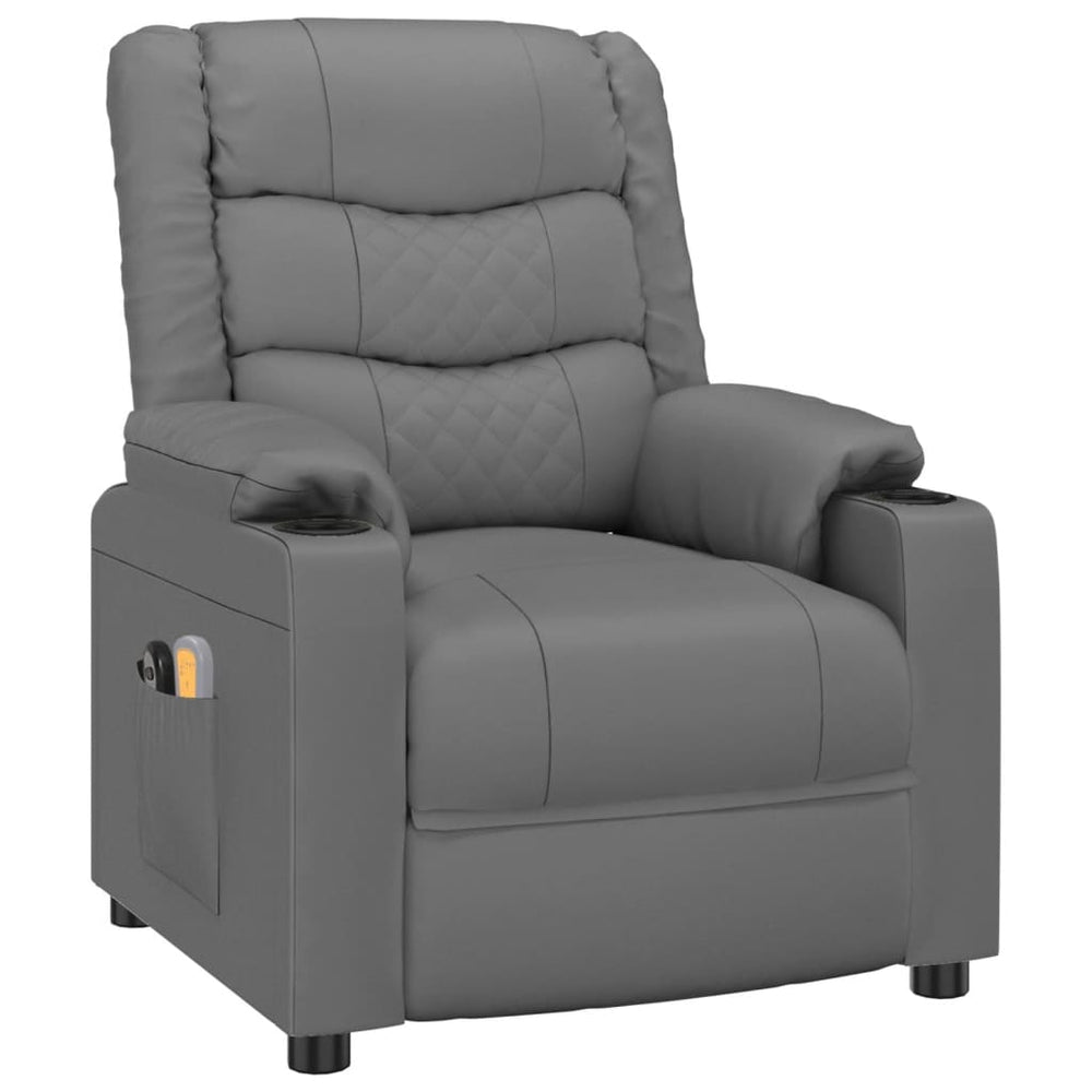 Electric massage chair, grey, artificial leather