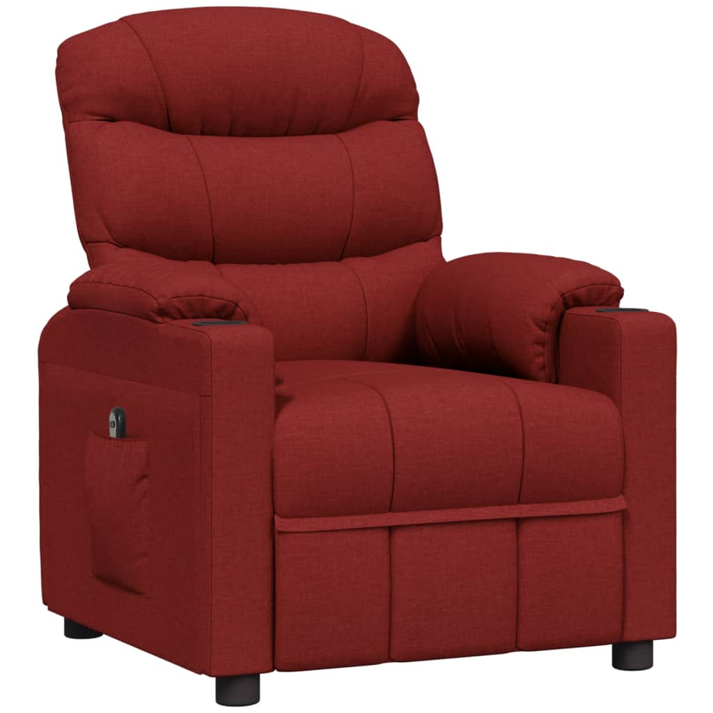 Electric reclining armchair, burgundy, fabric
