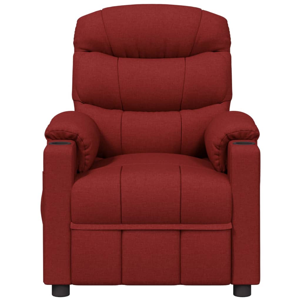 Electric reclining armchair, burgundy, fabric