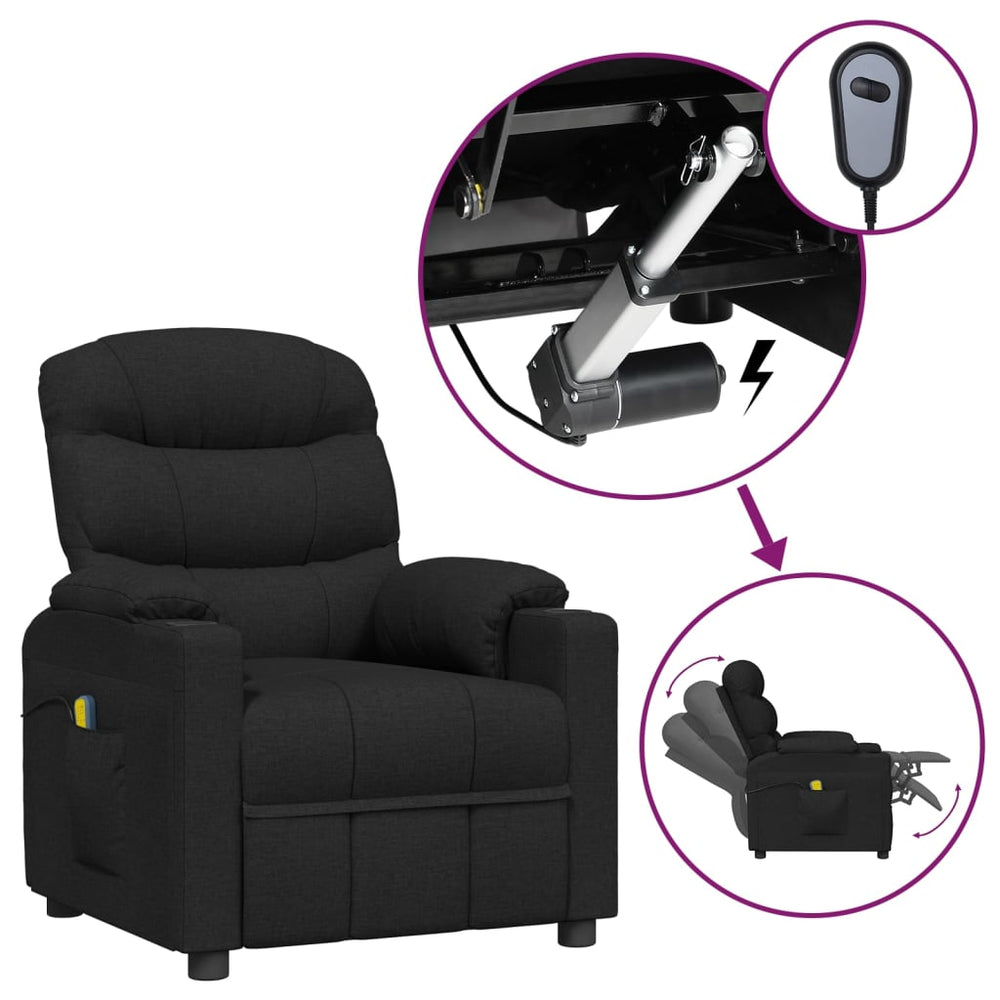 Electric massage chair, black, fabric