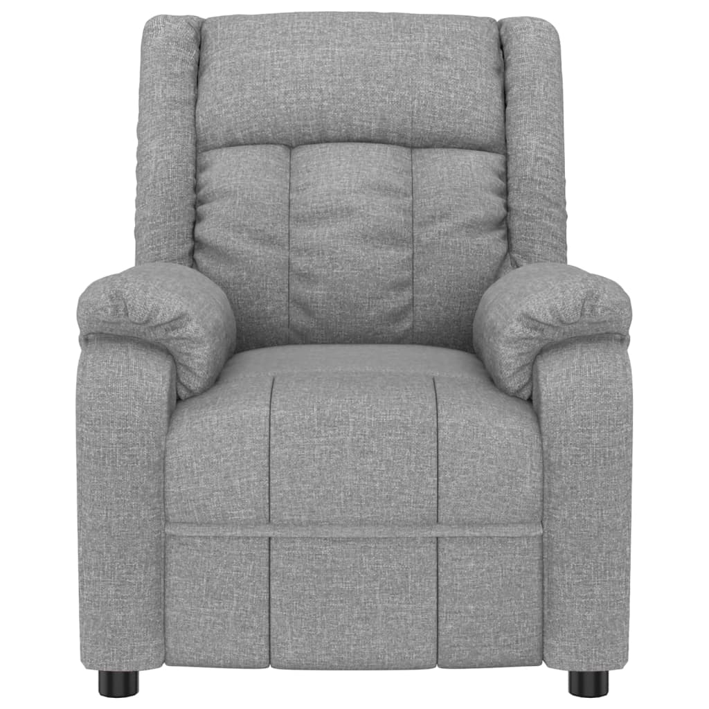 Electric reclining armchair, light grey, fabric