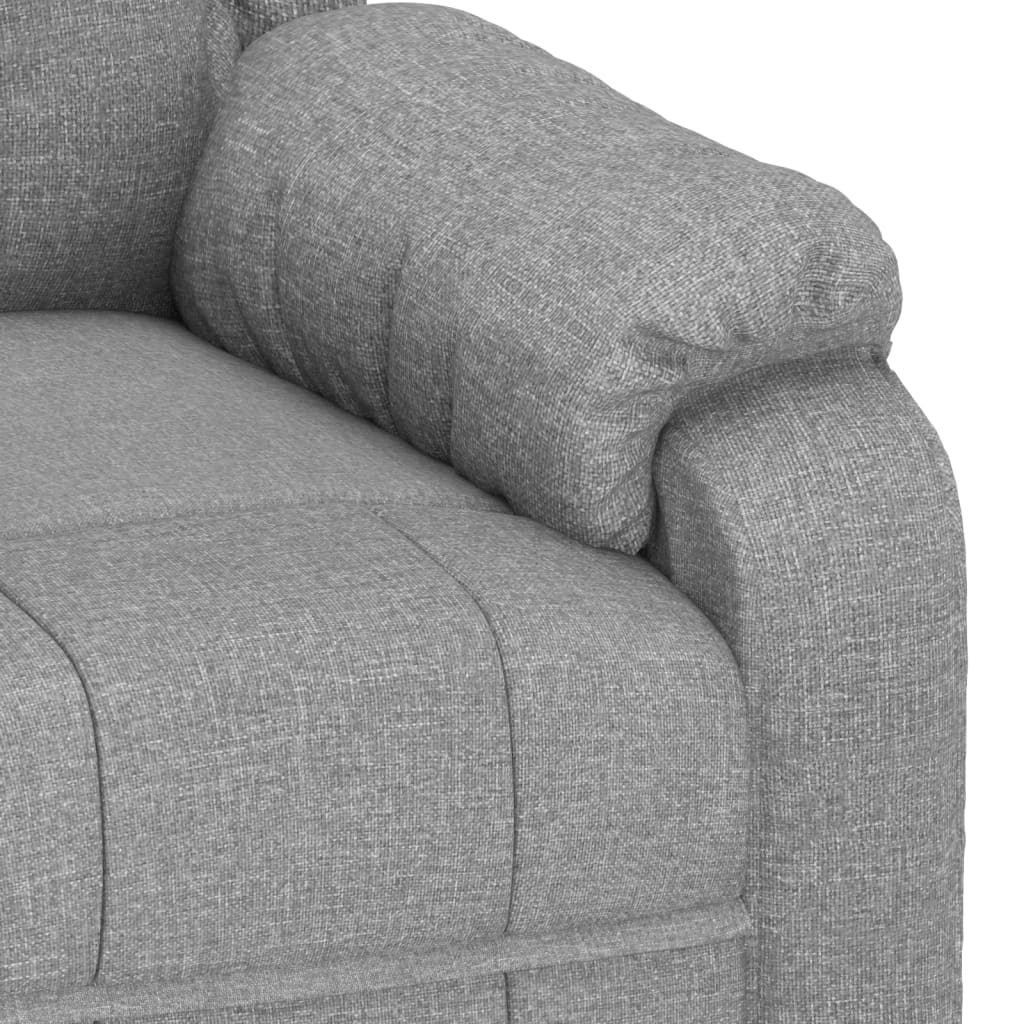 Electric reclining armchair, light grey, fabric