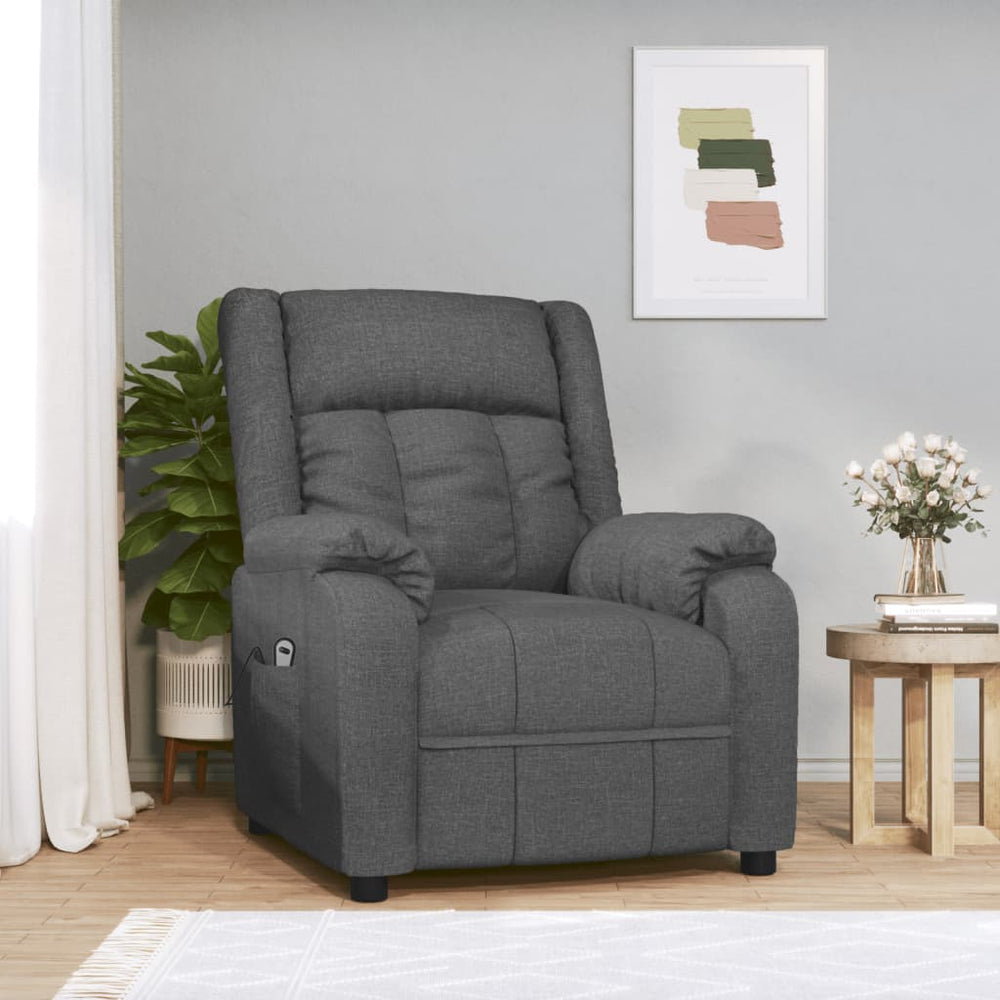 Electric recliner, dark grey, fabric
