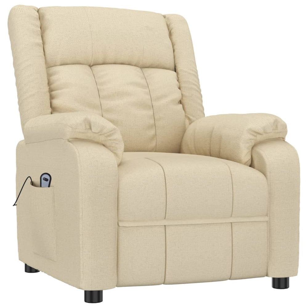 Electric reclining armchair, cream, fabric