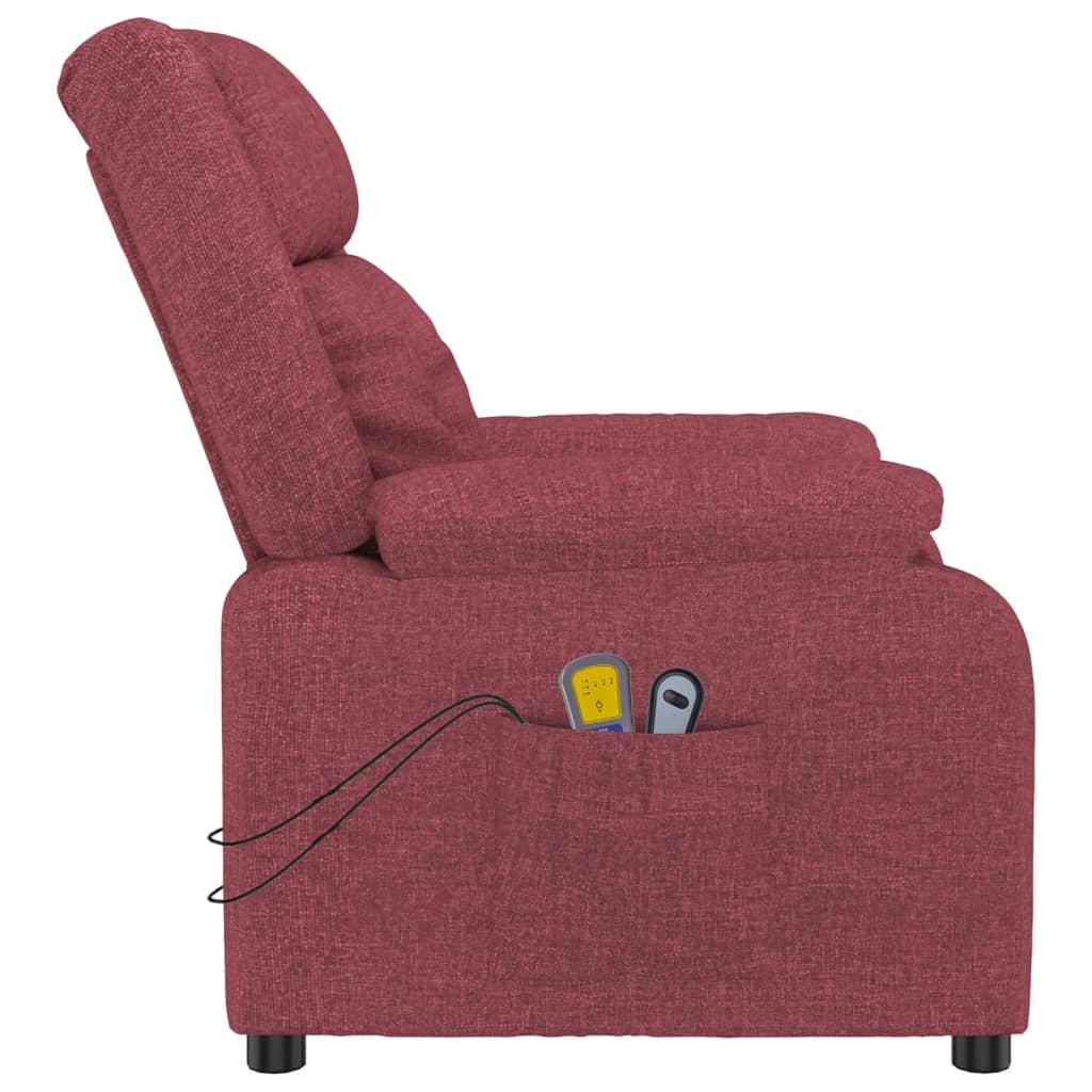 Electric massage chair, burgundy, fabric