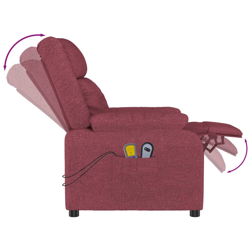 Electric massage chair, burgundy, fabric