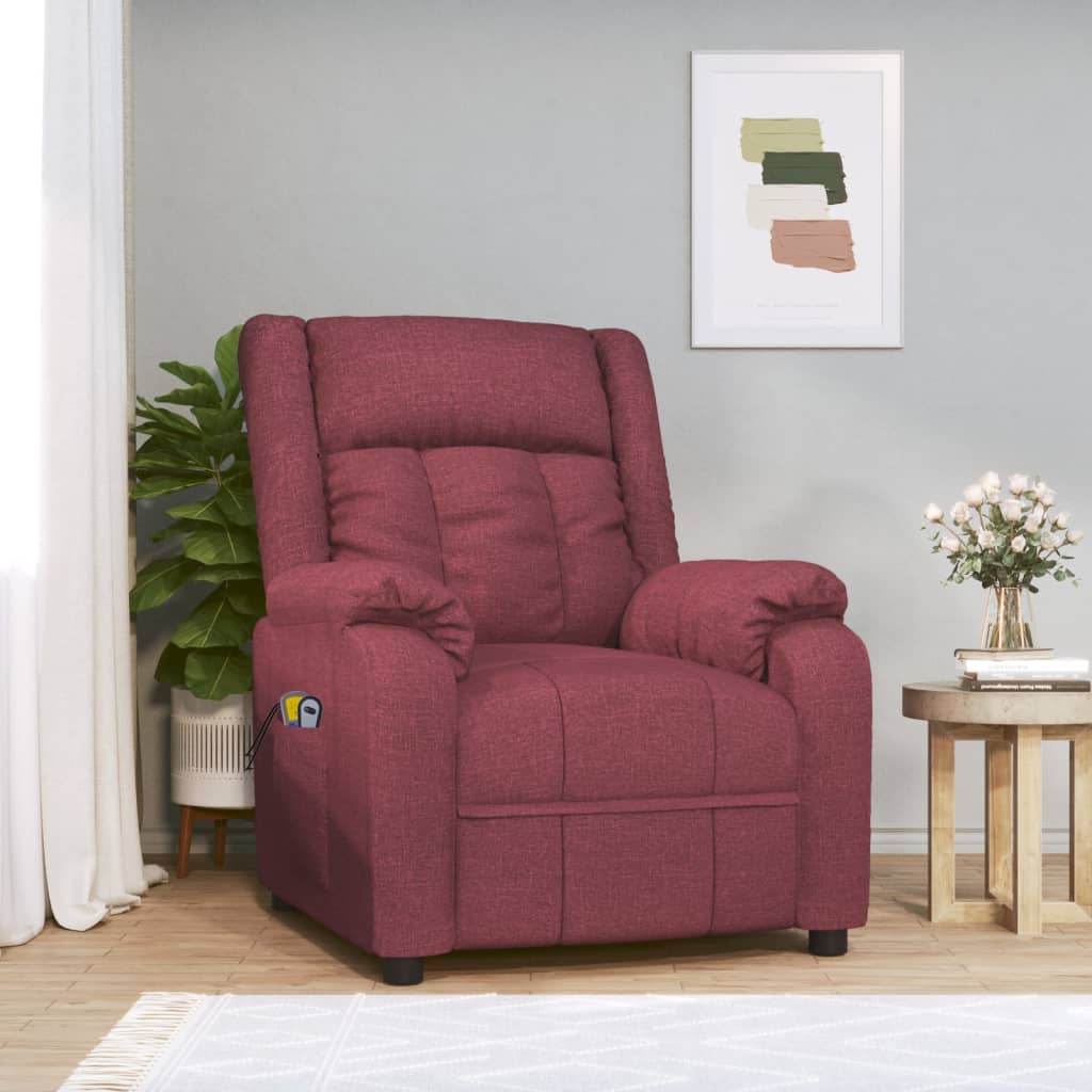 Electric massage chair, burgundy, fabric