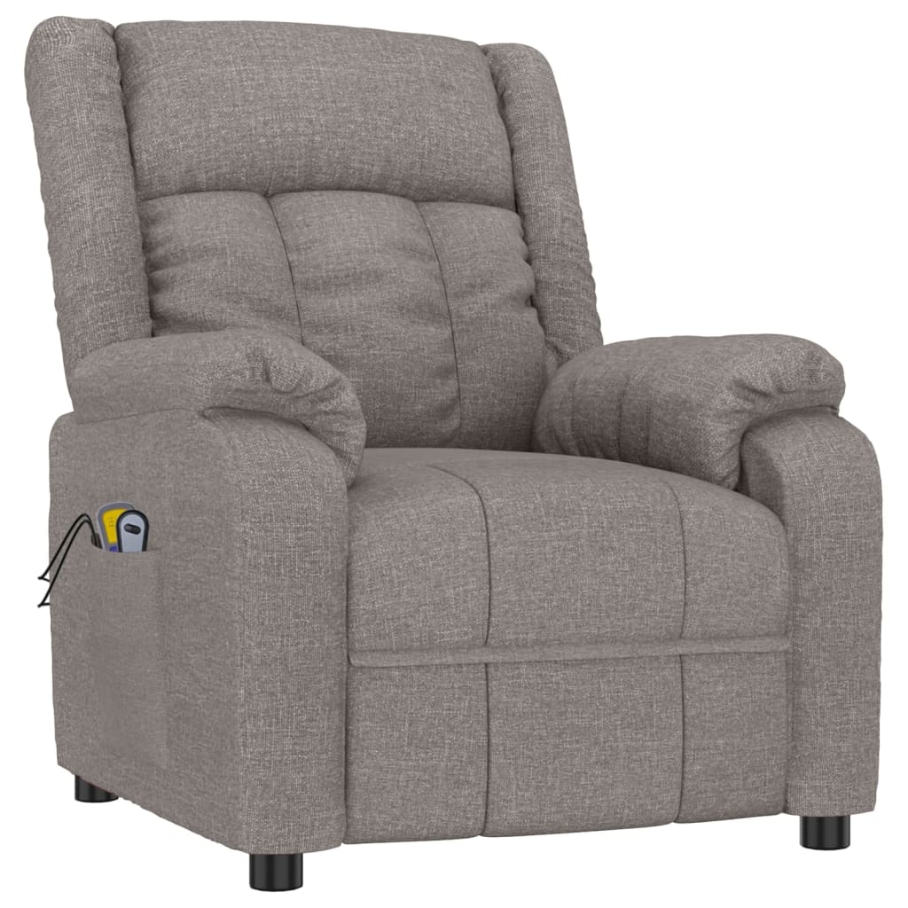 Electric massage armchair, taupe, fabric