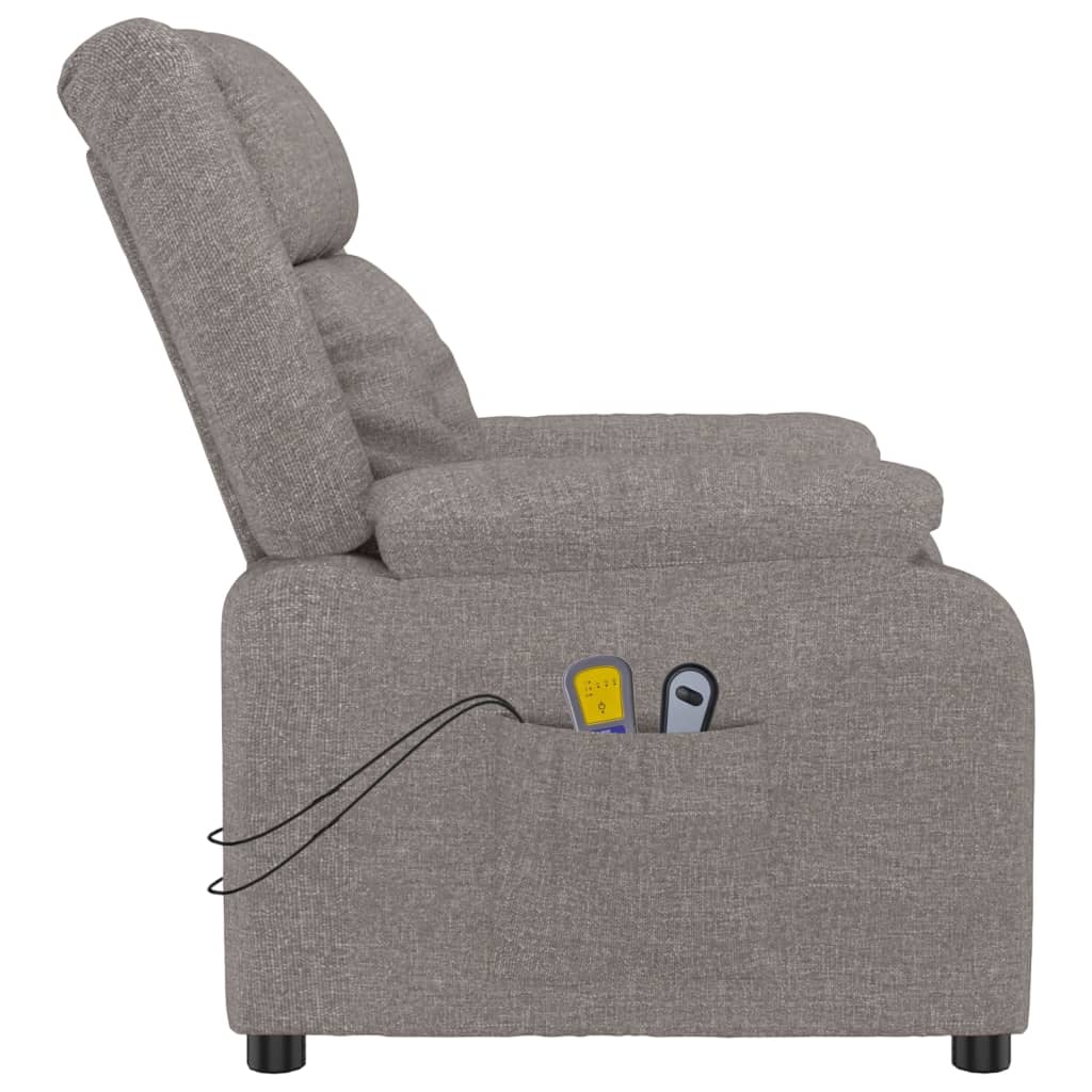 Electric massage armchair, taupe, fabric