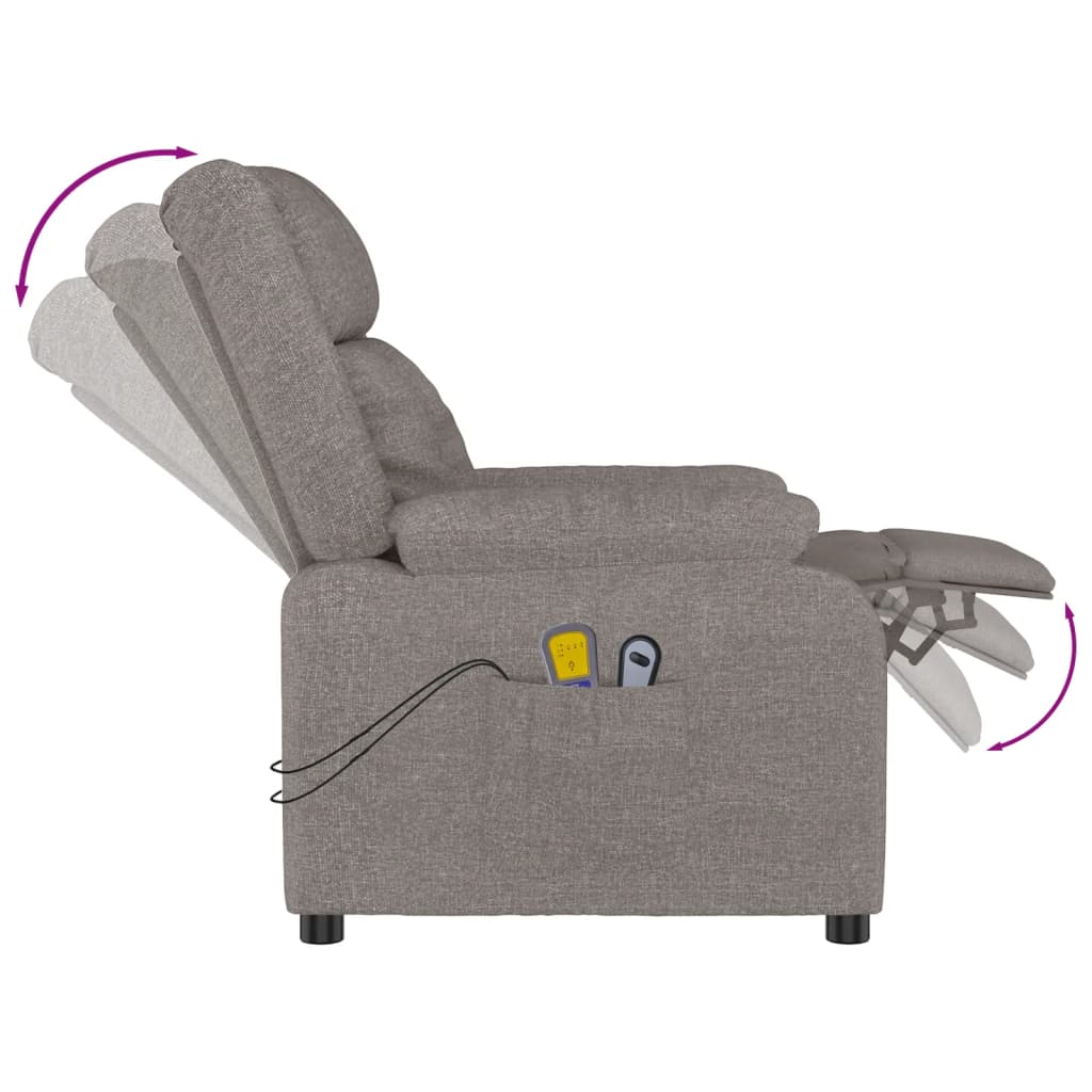 Electric massage armchair, taupe, fabric