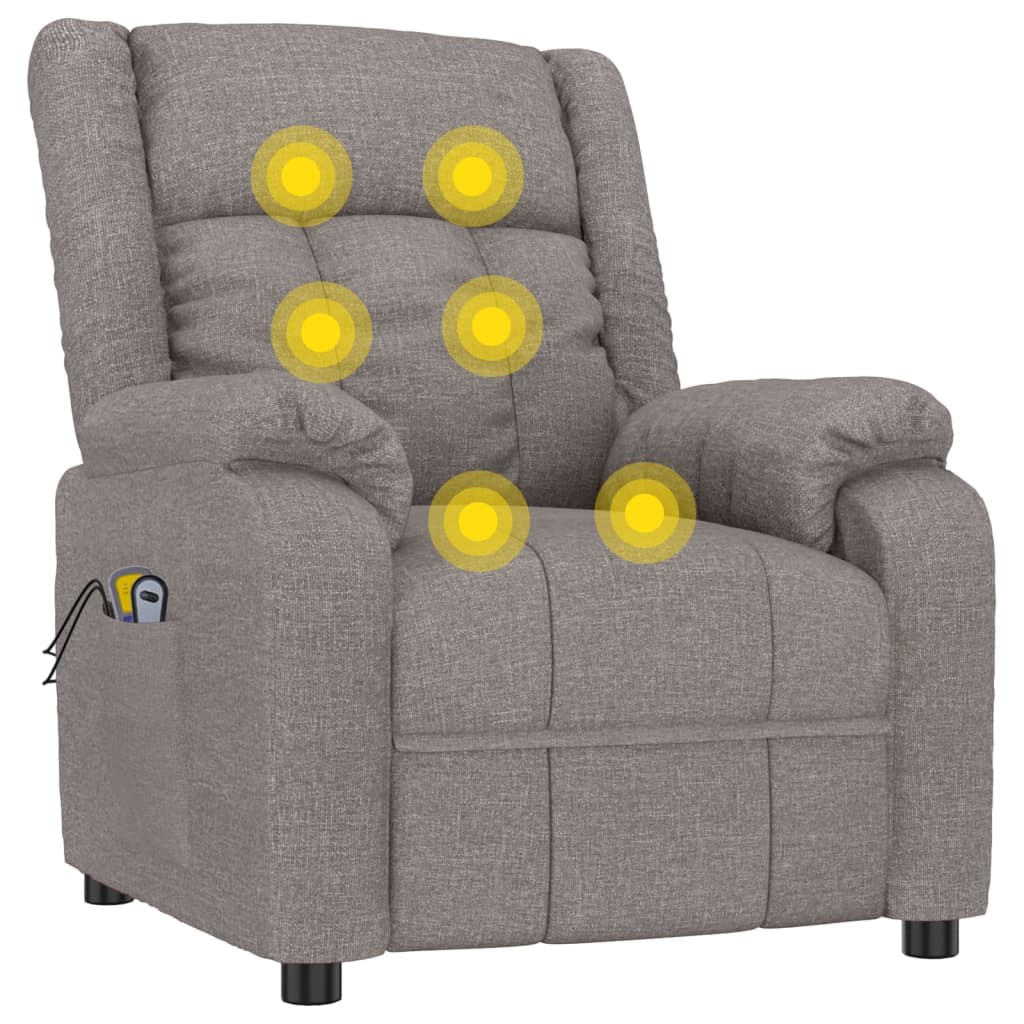 Electric massage armchair, taupe, fabric