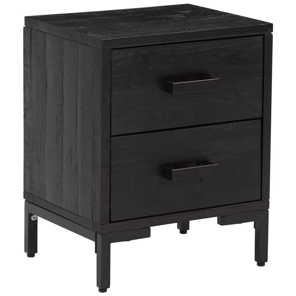 Bedside tables, 2 pcs., black, 36x30x45cm, solid pine