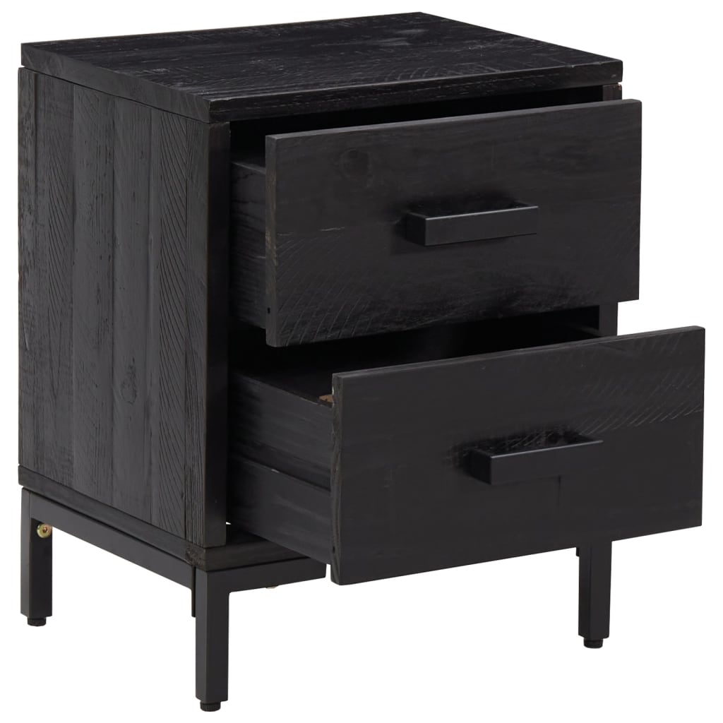 Bedside tables, 2 pcs., black, 36x30x45cm, solid pine