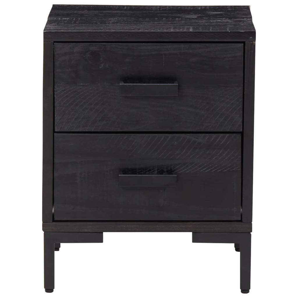 Bedside tables, 2 pcs., black, 36x30x45cm, solid pine