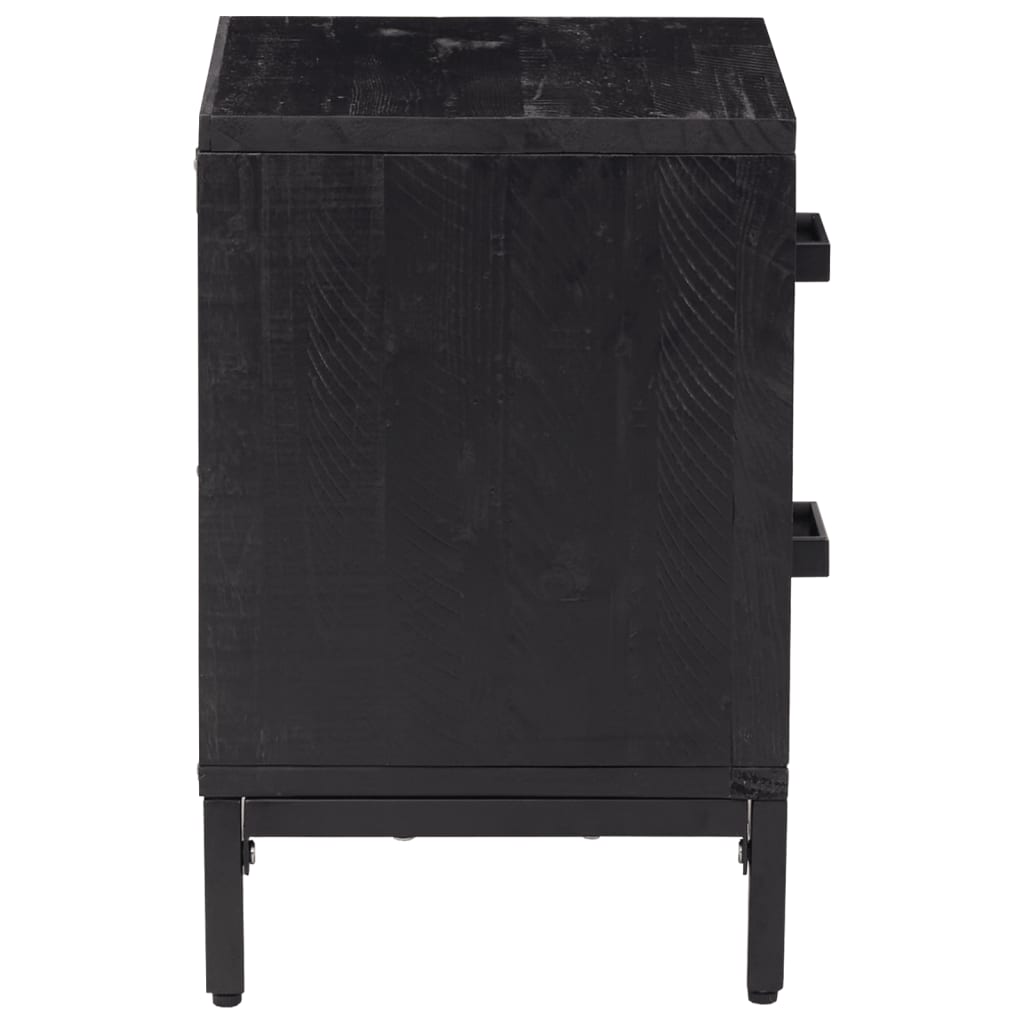 Bedside tables, 2 pcs., black, 36x30x45cm, solid pine