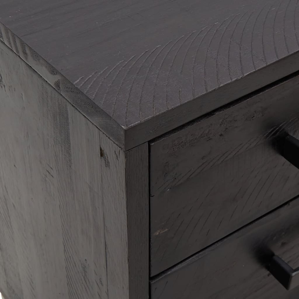 Bedside tables, 2 pcs., black, 36x30x45cm, solid pine