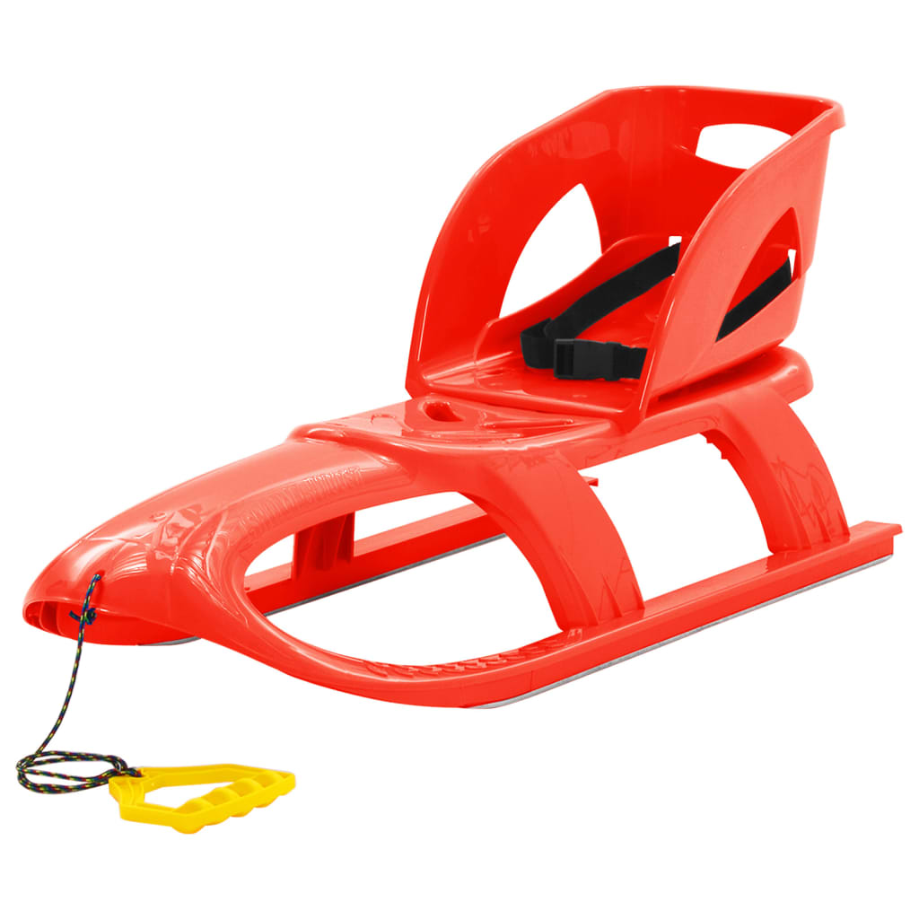Sleigh with seat, red, 102.5x40x23cm, polypropylene