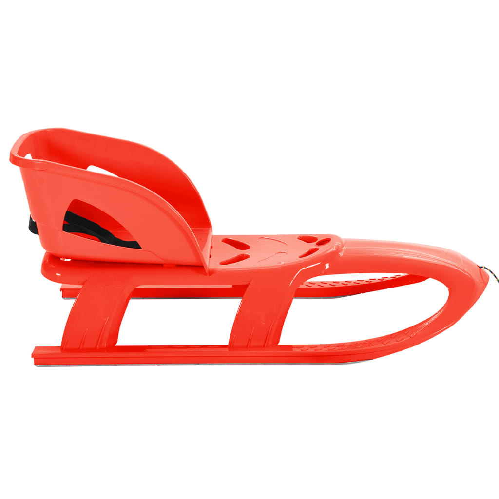 Sleigh with seat, red, 102.5x40x23cm, polypropylene