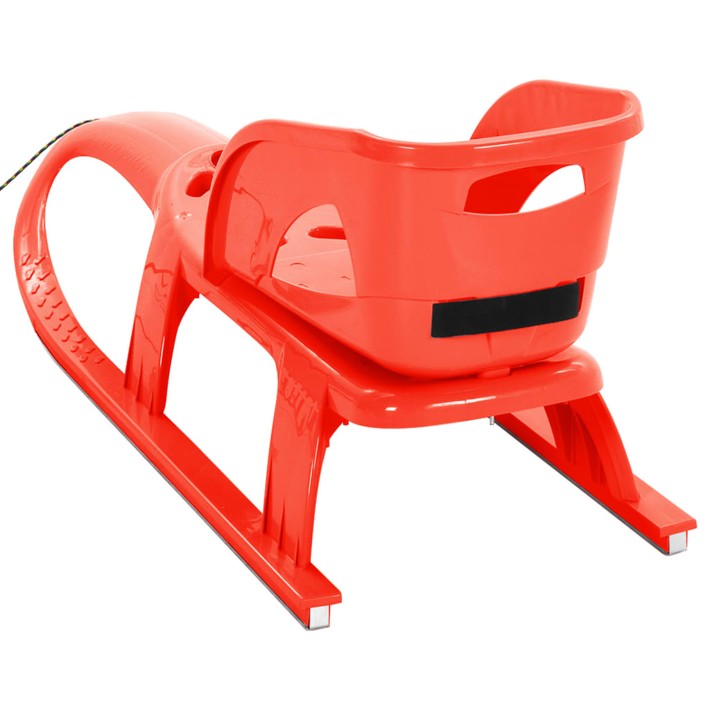 Sleigh with seat, red, 102.5x40x23cm, polypropylene