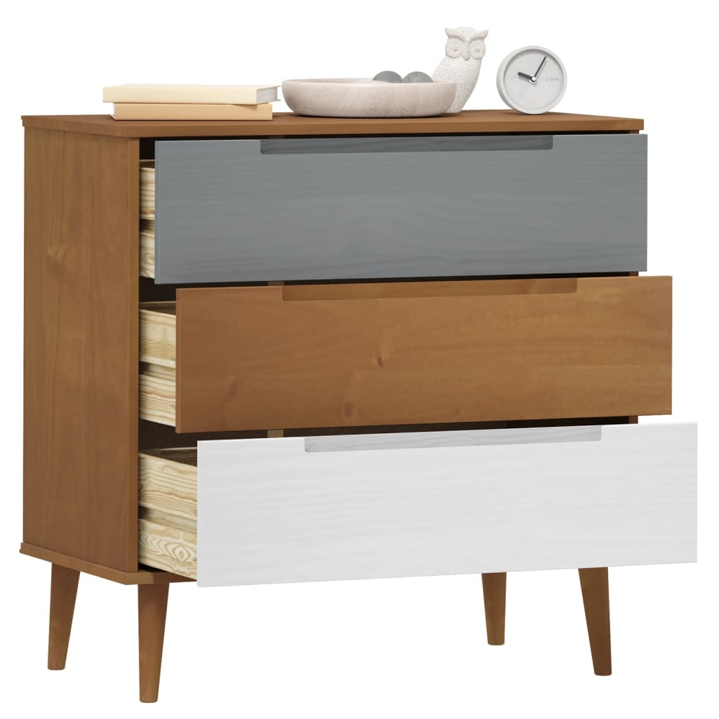 MOLDE Chest of 4 Drawers, brown, 80x40x80cm, solid pine