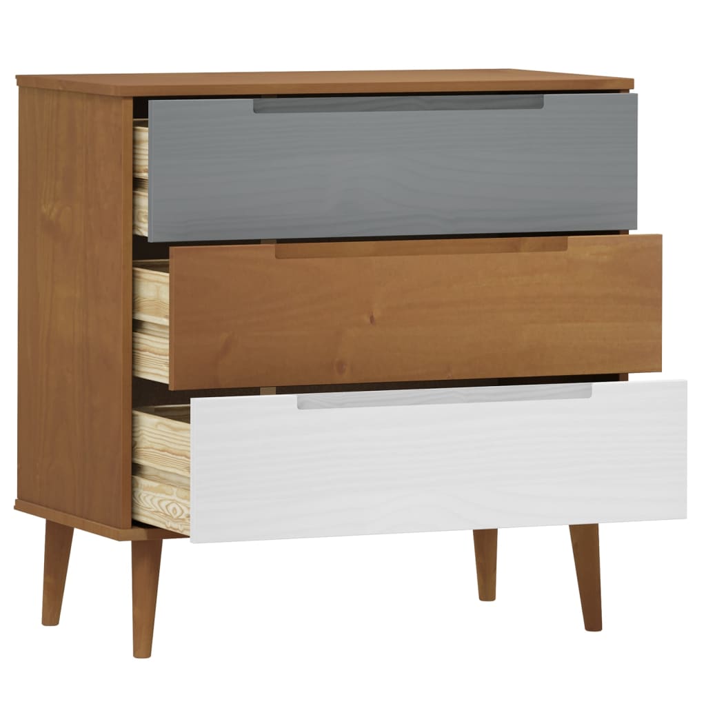 MOLDE Chest of 4 Drawers, brown, 80x40x80cm, solid pine