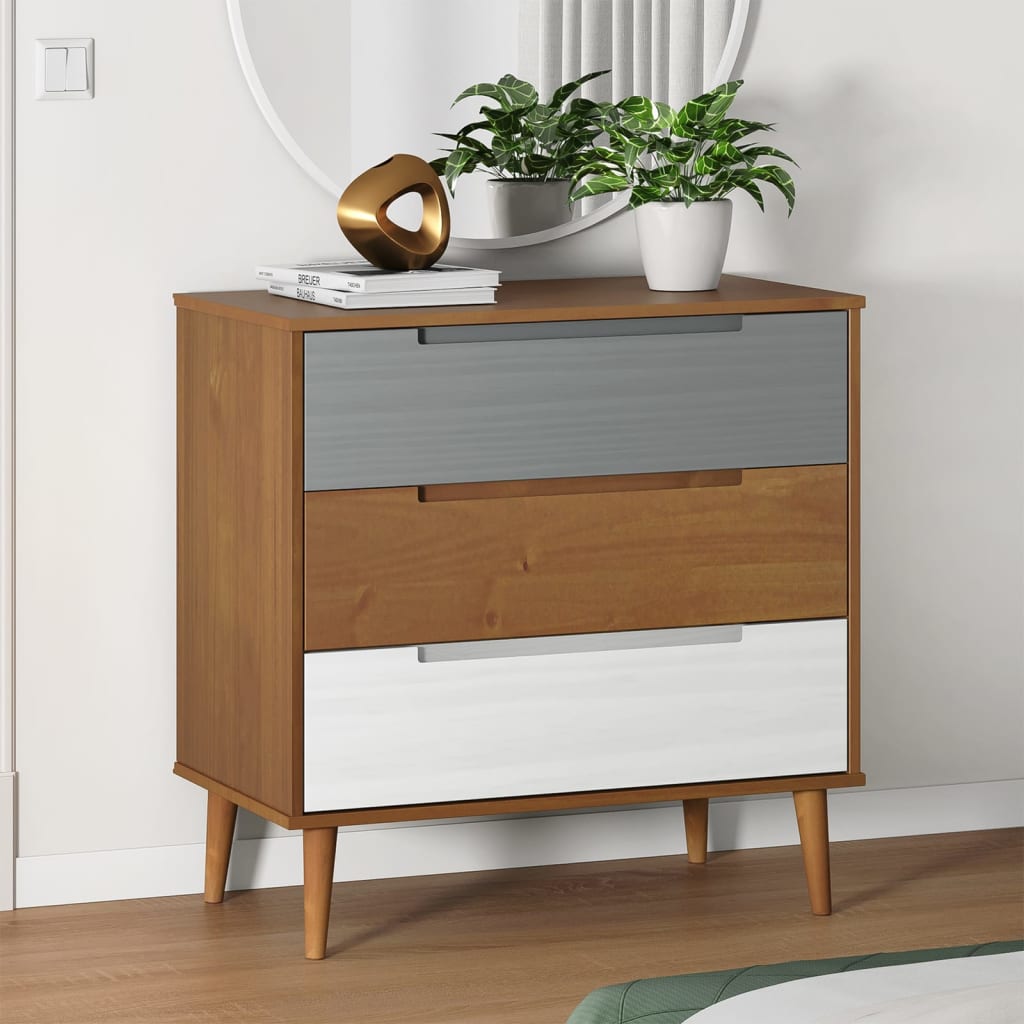 MOLDE Chest of 4 Drawers, brown, 80x40x80cm, solid pine