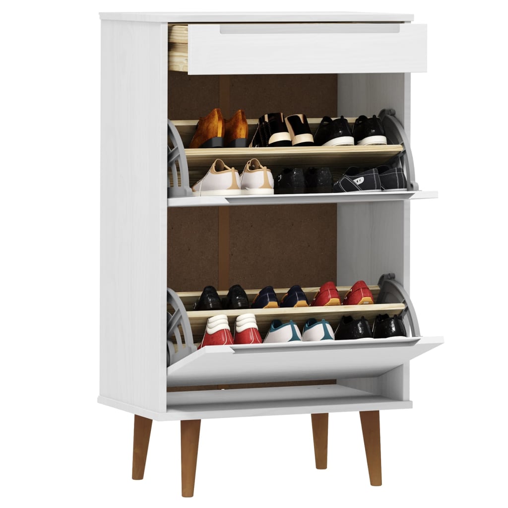 Shoe cabinet MOLDE, white, 59.5x35x103cm, solid pine