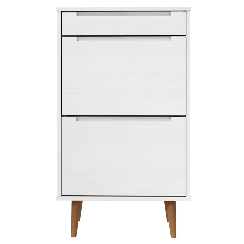Shoe cabinet MOLDE, white, 59.5x35x103cm, solid pine