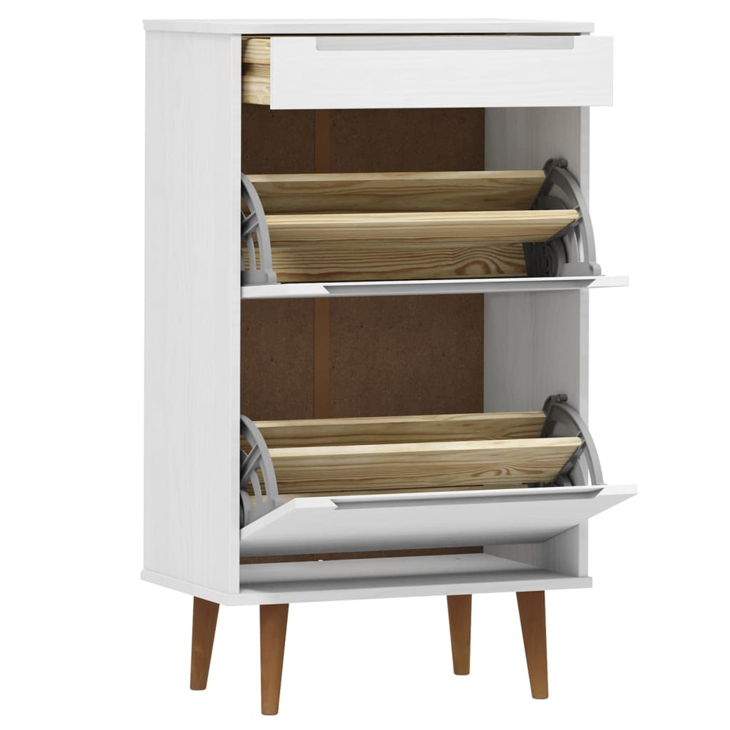 Shoe cabinet MOLDE, white, 59.5x35x103cm, solid pine