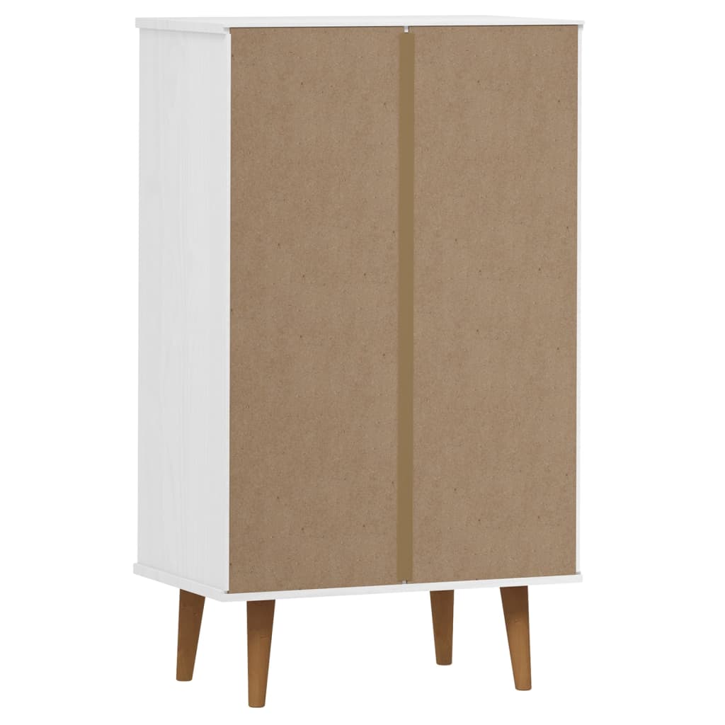 Shoe cabinet MOLDE, white, 59.5x35x103cm, solid pine