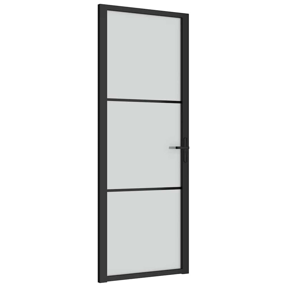 Vidaus durys, juodos, 76x201,5cm, matinis stiklas ir aliuminis