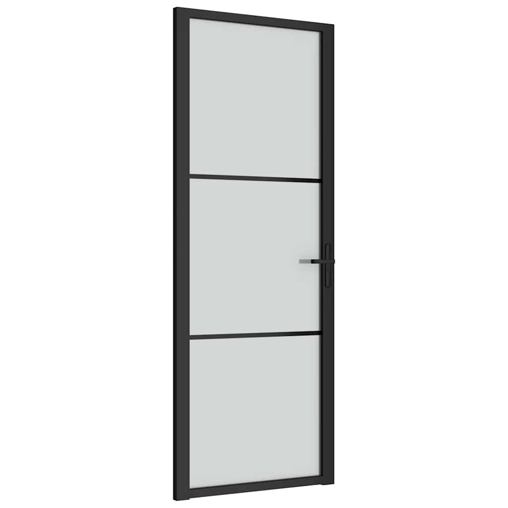 Vidaus durys, juodos, 76x201,5cm, matinis stiklas ir aliuminis