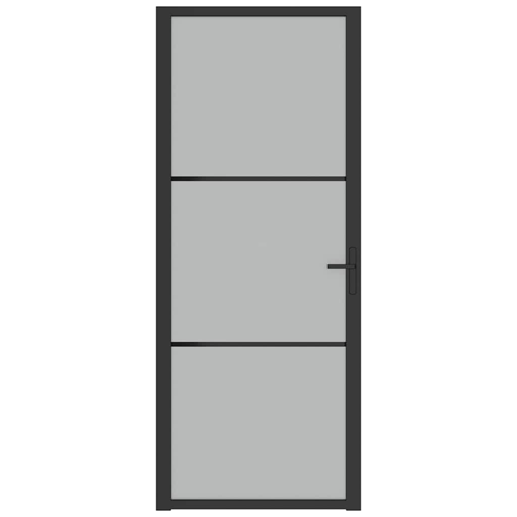 Vidaus durys, juodos, 83x201,5cm, matinis stiklas ir aliuminis