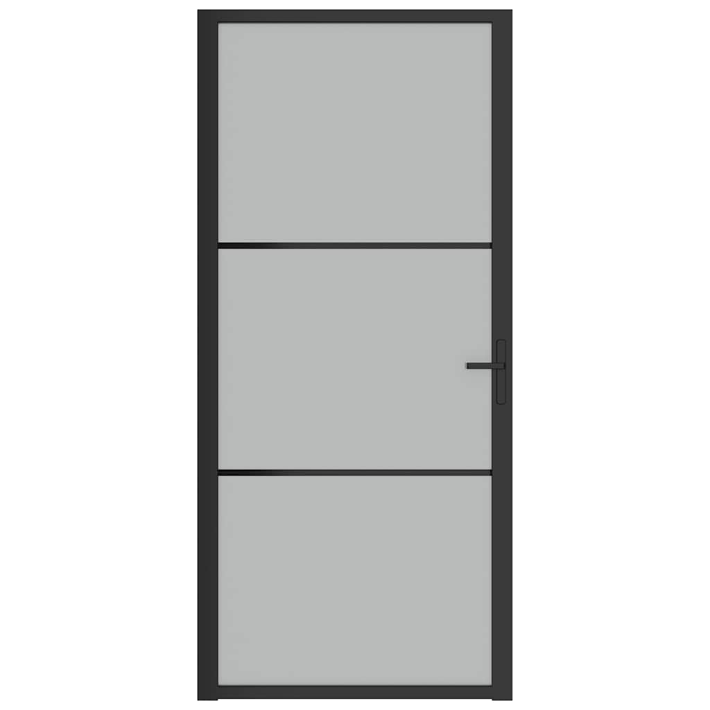 Vidaus durys, juodos, 93x201,5cm, matinis stiklas ir aliuminis