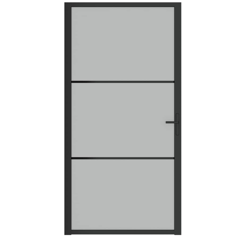 Vidaus durys, juodos, 102,5x201,5cm, matinis stiklas/aliuminis