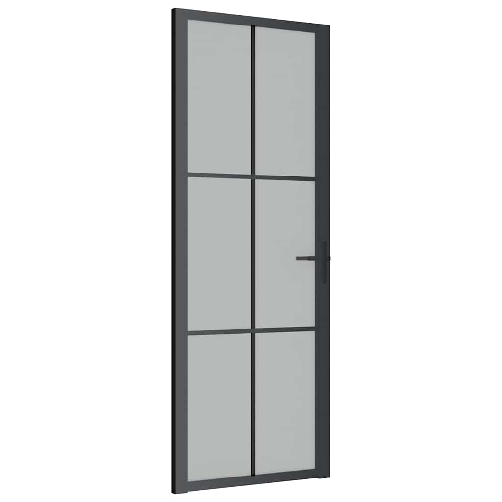 Vidaus durys, juodos, 76x201,5cm, matinis stiklas ir aliuminis