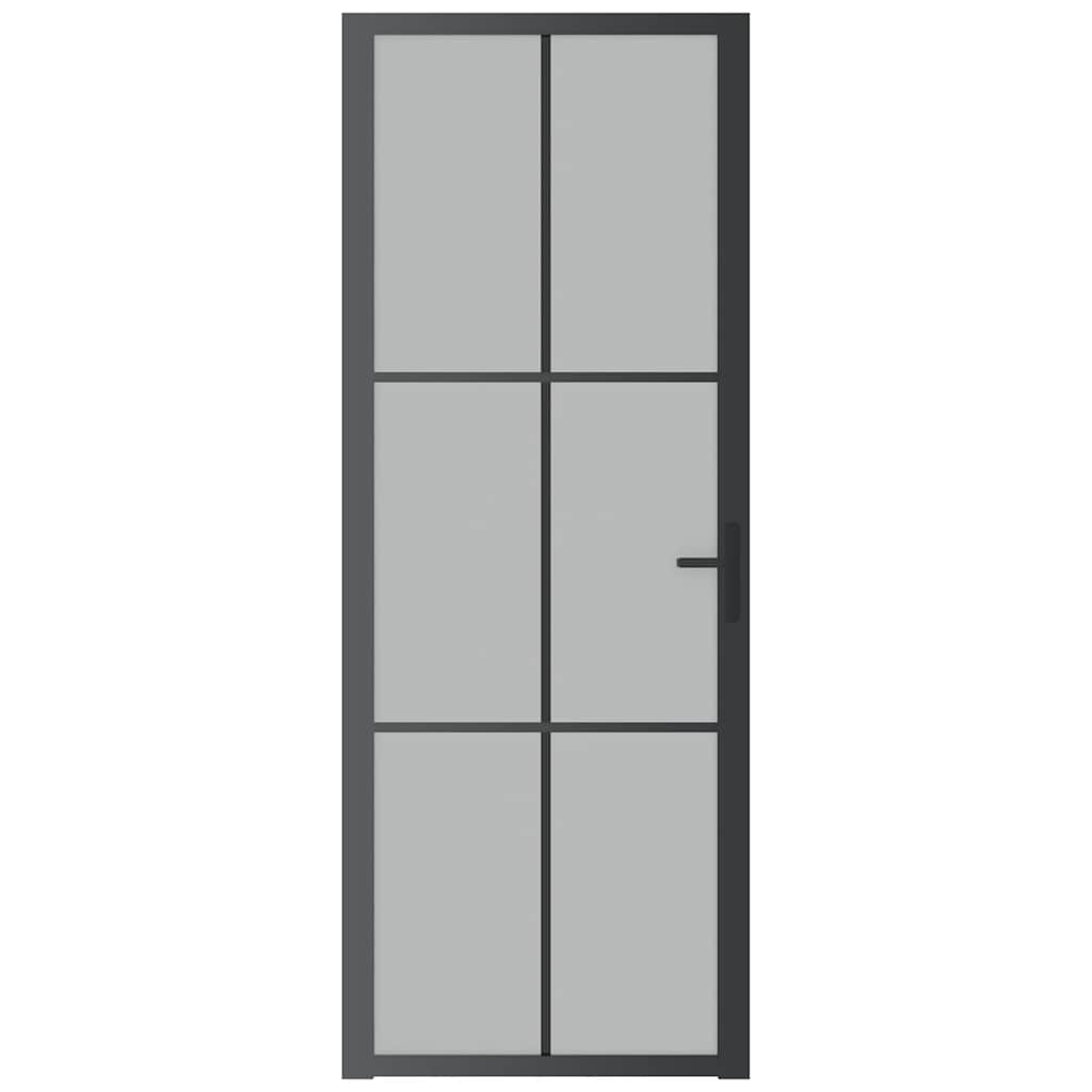 Vidaus durys, juodos, 76x201,5cm, matinis stiklas ir aliuminis