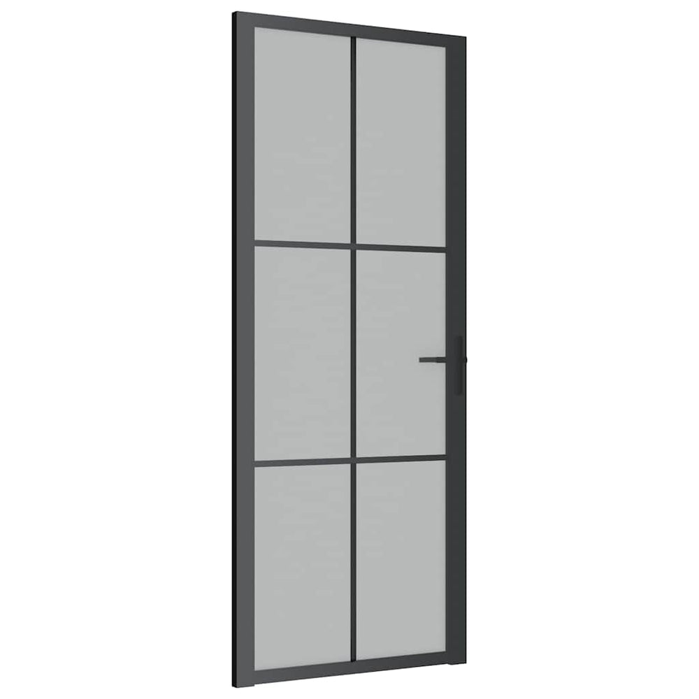 Vidaus durys, juodos, 83x201,5cm, matinis stiklas ir aliuminis