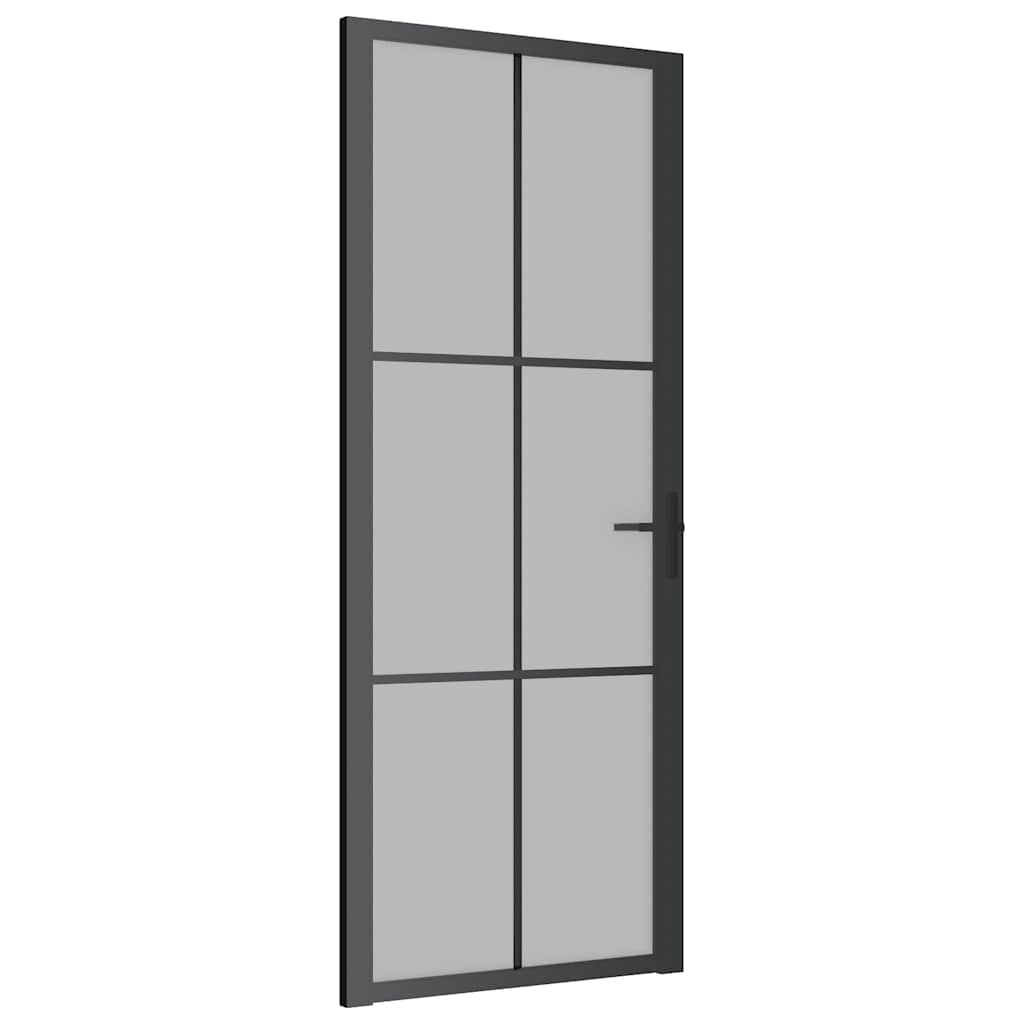 Vidaus durys, juodos, 83x201,5cm, matinis stiklas ir aliuminis