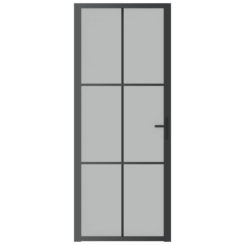 Vidaus durys, juodos, 83x201,5cm, matinis stiklas ir aliuminis
