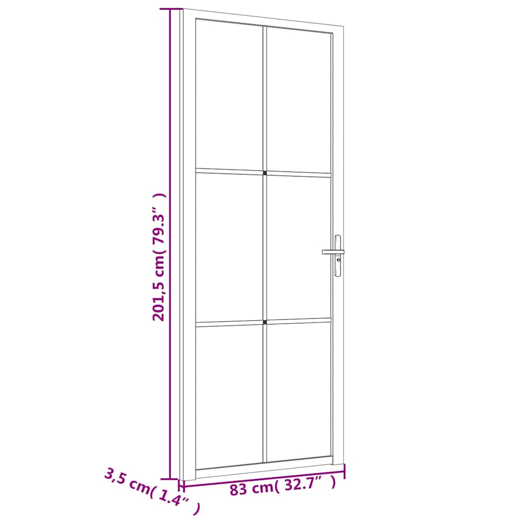Vidaus durys, juodos, 83x201,5cm, matinis stiklas ir aliuminis